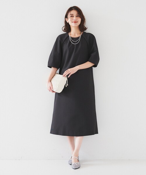 UNTITLED（アンタイトル）の「【ストレッチ/ポケットあり】サッカーワンピース（ワンピース・レディース・ベージュ/ネイビー/チャコールグレー・00/42/44/46/48/01/02/03/04/50）」の8枚目の写真