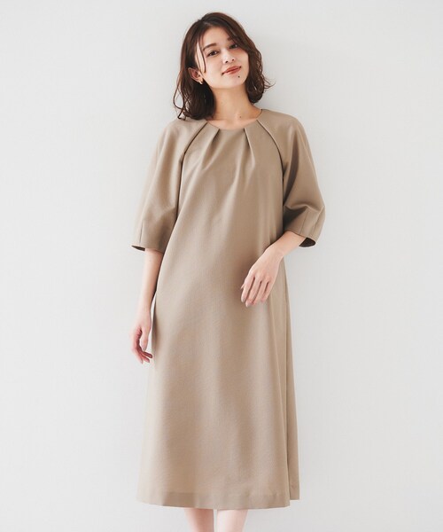 UNTITLED（アンタイトル）の「【ストレッチ/ポケットあり】サッカーワンピース（ワンピース・レディース・ベージュ/ネイビー/チャコールグレー・00/42/44/46/48/01/02/03/04/50）」の10枚目の写真