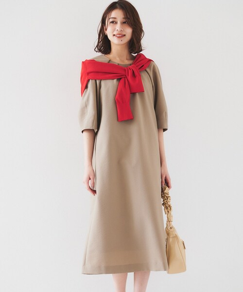 UNTITLED（アンタイトル）の「【ストレッチ/ポケットあり】サッカーワンピース（ワンピース・レディース・ベージュ/ネイビー/チャコールグレー・00/42/44/46/48/01/02/03/04/50）」の11枚目の写真