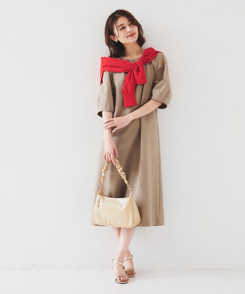 UNTITLED（アンタイトル）の「【ストレッチ/ポケットあり】サッカーワンピース（ワンピース・レディース・ベージュ/ネイビー/チャコールグレー・00/42/44/46/48/01/02/03/04/50）」の12枚目の写真