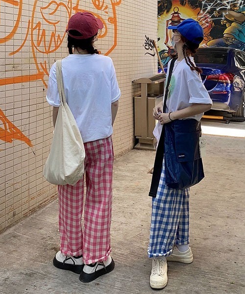 Mayree（メイリー）の「【Mayree】ギンガム チェック柄 バギー イージー パンツ（その他パンツ・レディース・ピンク/ブルー・FREE）」の5枚目の写真
