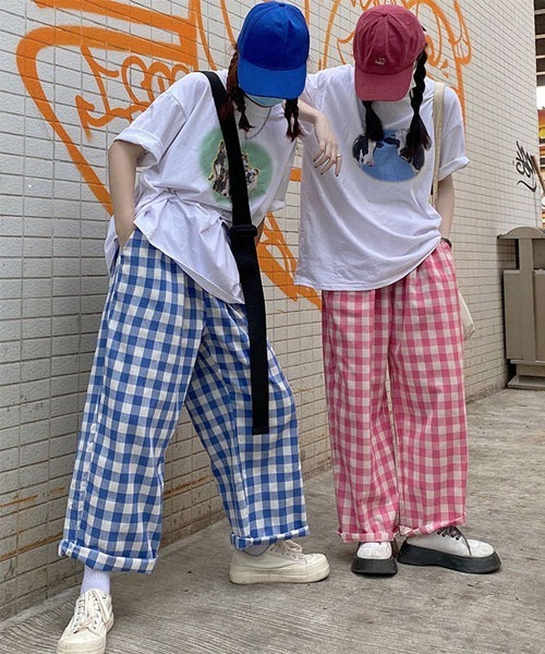 Mayree（メイリー）の「【Mayree】ギンガム チェック柄 バギー イージー パンツ（その他パンツ・レディース・ピンク/ブルー・FREE）」の3枚目の写真