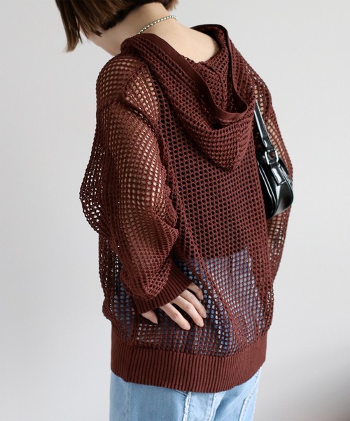 cepo(セポ)の「透かし編みパーカープルオーバー(パーカー・レディース・ブラック/オフホワイト/ブラウン・M)」の5枚目の写真