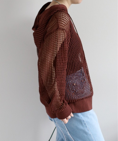 cepo(セポ)の「透かし編みパーカープルオーバー(パーカー・レディース・ブラック/オフホワイト/ブラウン・M)」の8枚目の写真