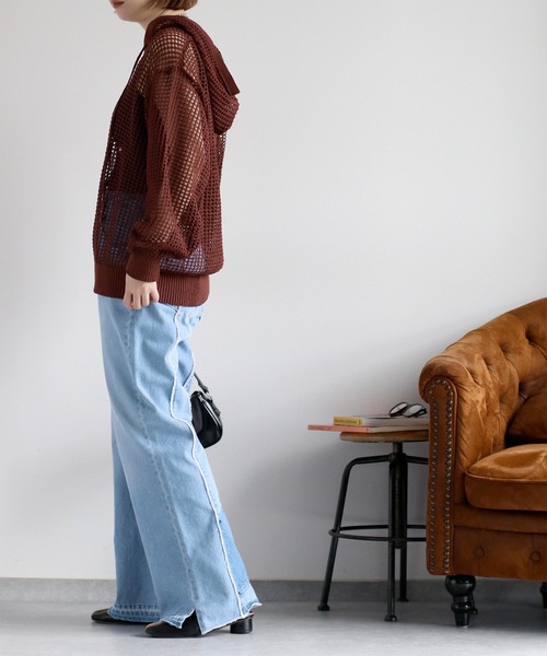 cepo(セポ)の「透かし編みパーカープルオーバー(パーカー・レディース・ブラック/オフホワイト/ブラウン・M)」の10枚目の写真