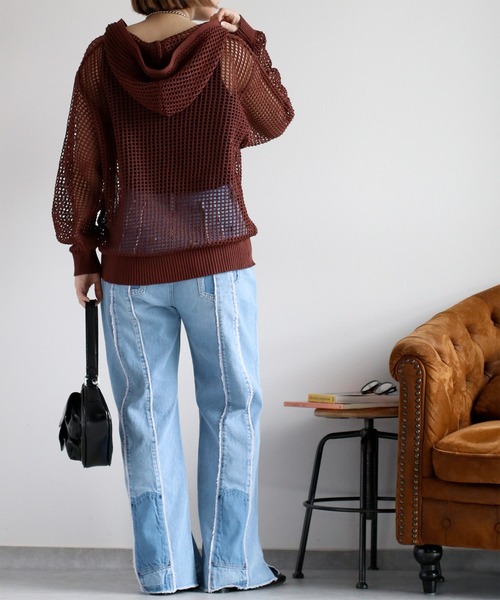 cepo(セポ)の「透かし編みパーカープルオーバー(パーカー・レディース・ブラック/オフホワイト/ブラウン・M)」の12枚目の写真