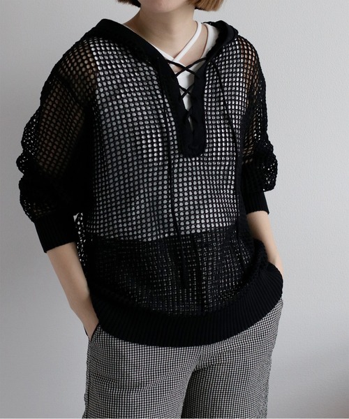 cepo(セポ)の「透かし編みパーカープルオーバー(パーカー・レディース・ブラック/オフホワイト/ブラウン・M)」の16枚目の写真