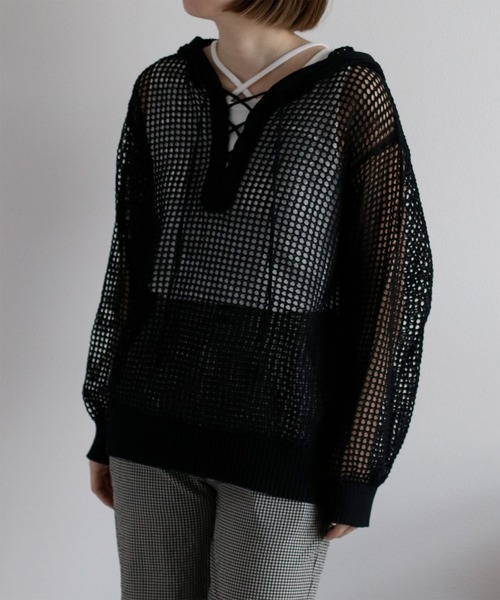 cepo(セポ)の「透かし編みパーカープルオーバー(パーカー・レディース・ブラック/オフホワイト/ブラウン・M)」の20枚目の写真