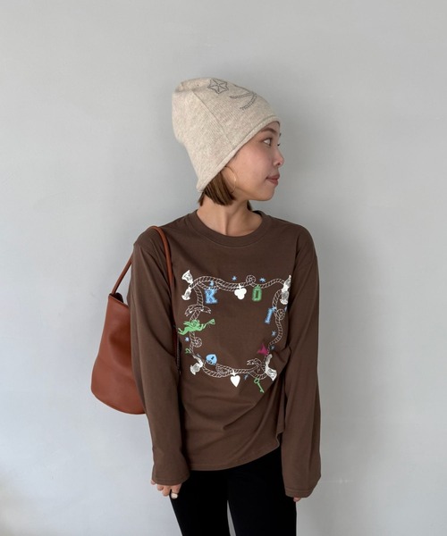 SANSeLF（サンセルフ）の「【SANSeLF】 ビジューグラフィックビーニー ニット帽 ストーン sana25a002（ニットキャップ/ビーニー・レディース・アイボリー/ブラック/グレー・FREE）」の9枚目の写真