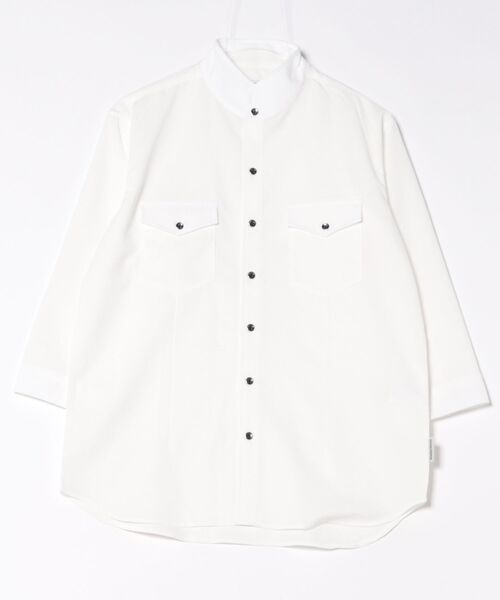 renoma（レノマ）の「シャツ メンズ 7分袖 ストレッチ 楊柳 スタンドカラー ややゆったり ルーズフィット （シャツ/ブラウス・メンズ・ホワイト/ブラック・MEDIUM/LARGE/X-LARGE）」の15枚目の写真