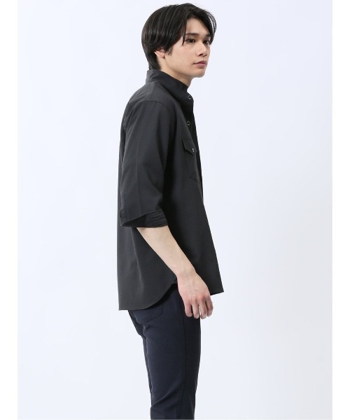 renoma（レノマ）の「シャツ メンズ 7分袖 ストレッチ 楊柳 スタンドカラー ややゆったり ルーズフィット （シャツ/ブラウス・メンズ・ホワイト/ブラック・MEDIUM/LARGE/X-LARGE）」の18枚目の写真