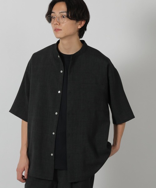 LAKOLE（ラコレ）の「メランジブッチャーバンドカラーシャツ / 320365（シャツ/ブラウス・メンズ・ブラウン/アイボリー/ブラック/セージグリーン・SMALL/MEDIUM/LARGE）」の12枚目の写真