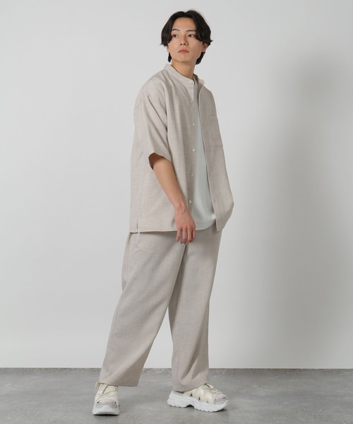 LAKOLE（ラコレ）の「メランジブッチャーバンドカラーシャツ / 320365（シャツ/ブラウス・メンズ・ブラウン/アイボリー/ブラック/セージグリーン・SMALL/MEDIUM/LARGE）」の15枚目の写真