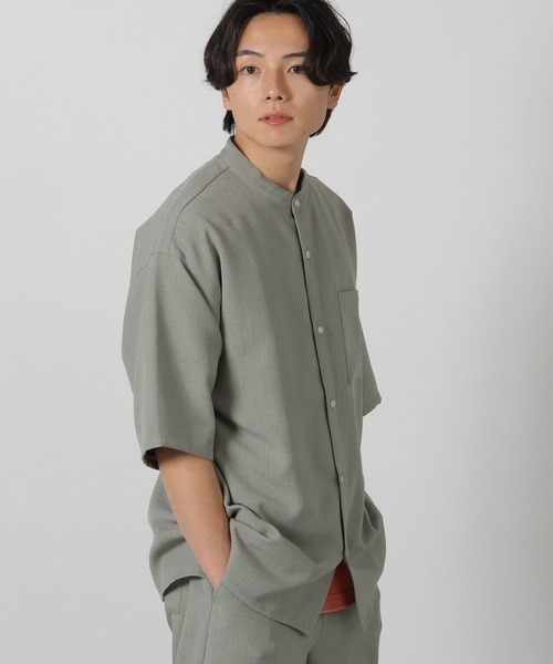 LAKOLE（ラコレ）の「メランジブッチャーバンドカラーシャツ / 320365（シャツ/ブラウス・メンズ・ブラウン/アイボリー/ブラック/セージグリーン・SMALL/MEDIUM/LARGE）」の7枚目の写真