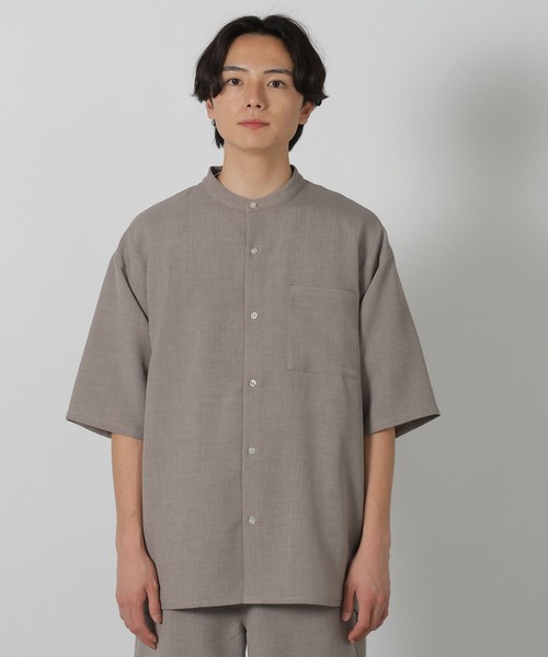 LAKOLE（ラコレ）の「メランジブッチャーバンドカラーシャツ / 320365（シャツ/ブラウス・メンズ・ブラウン/アイボリー/ブラック/セージグリーン・SMALL/MEDIUM/LARGE）」の5枚目の写真