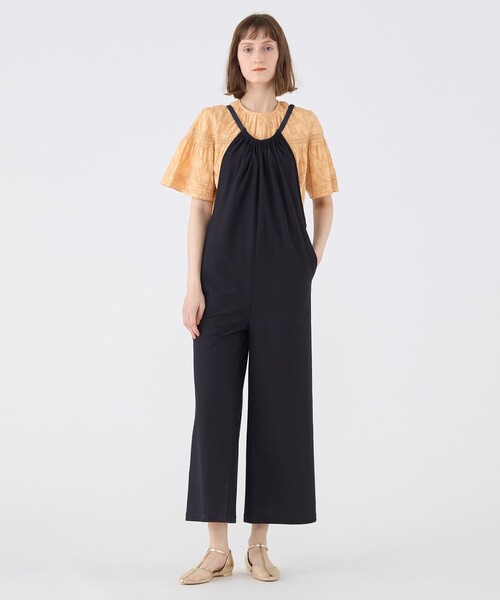 【SOULEIADO】コットンカットジャカード Tブラウス コットンカットジャカード クロップドブラウス