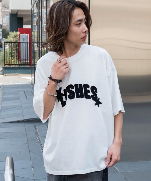 WEGO(ウィゴー)の「WEGO/ダメージアップリケグラフィックT(Tシャツ/カットソー・メンズ・ホワイト/ブラック/スミクロ・LARGE/MEDIUM)」の10枚目の写真
