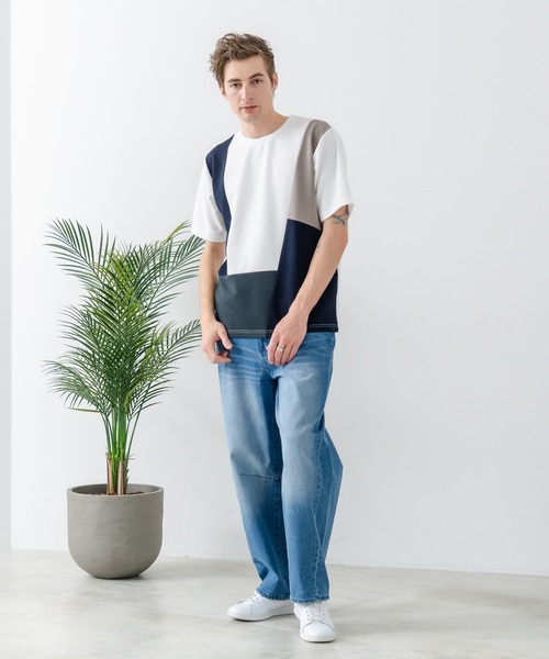 Blue Standard (ブルースタンダード)の「【Blue Standard:ブルースタンダード】ドライリップル 切り替デザインTシャツ カットソー 吸水速乾 ストレッチ イージーケア さらさら快適(Tシャツ/カットソー・メンズ・ブラック系その他/ブルー系その他/ホワイト系その他/ホワイト系その他2/ブラック系その他2/グリーン系その他2・MEDIUM/LARGE/X-LARGE)」の13枚目の写真