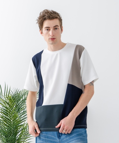 Blue Standard (ブルースタンダード)の「【Blue Standard:ブルースタンダード】ドライリップル 切り替デザインTシャツ カットソー 吸水速乾 ストレッチ イージーケア さらさら快適(Tシャツ/カットソー・メンズ・ブラック系その他/ブルー系その他/ホワイト系その他/ホワイト系その他2/ブラック系その他2/グリーン系その他2・MEDIUM/LARGE/X-LARGE)」の15枚目の写真