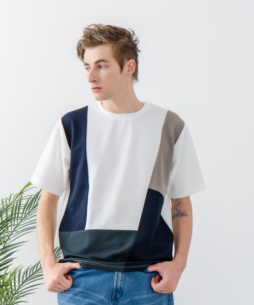 Blue Standard (ブルースタンダード)の「【Blue Standard:ブルースタンダード】ドライリップル 切り替デザインTシャツ カットソー 吸水速乾 ストレッチ イージーケア さらさら快適(Tシャツ/カットソー・メンズ・ブラック系その他/ブルー系その他/ホワイト系その他/ホワイト系その他2/ブラック系その他2/グリーン系その他2・MEDIUM/LARGE/X-LARGE)」の16枚目の写真