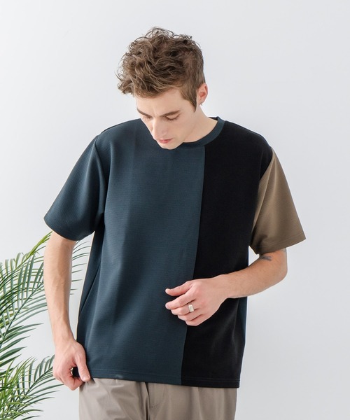Blue Standard (ブルースタンダード)の「【Blue Standard:ブルースタンダード】ドライリップル 切り替デザインTシャツ カットソー 吸水速乾 ストレッチ イージーケア さらさら快適(Tシャツ/カットソー・メンズ・ブラック系その他/ブルー系その他/ホワイト系その他/ホワイト系その他2/ブラック系その他2/グリーン系その他2・MEDIUM/LARGE/X-LARGE)」の7枚目の写真