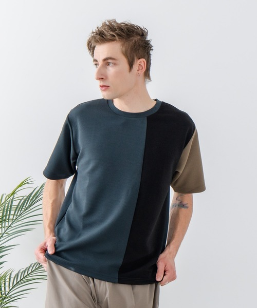 Blue Standard (ブルースタンダード)の「【Blue Standard:ブルースタンダード】ドライリップル 切り替デザインTシャツ カットソー 吸水速乾 ストレッチ イージーケア さらさら快適(Tシャツ/カットソー・メンズ・ブラック系その他/ブルー系その他/ホワイト系その他/ホワイト系その他2/ブラック系その他2/グリーン系その他2・MEDIUM/LARGE/X-LARGE)」の8枚目の写真