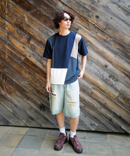 Blue Standard (ブルースタンダード)の「【Blue Standard:ブルースタンダード】ドライリップル 切り替デザインTシャツ カットソー 吸水速乾 ストレッチ イージーケア さらさら快適(Tシャツ/カットソー・メンズ・ブラック系その他/ブルー系その他/ホワイト系その他/ホワイト系その他2/ブラック系その他2/グリーン系その他2・MEDIUM/LARGE/X-LARGE)」の9枚目の写真