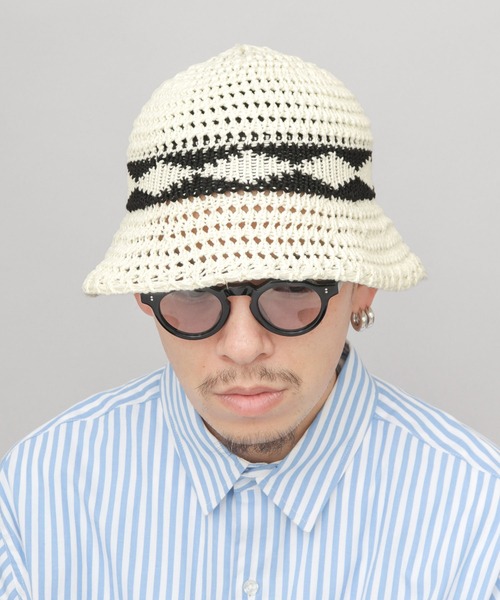 Slider Store 編み込みハット ペーパー透かし編み コードクロッシェ（ハット）｜estaa（エスタ