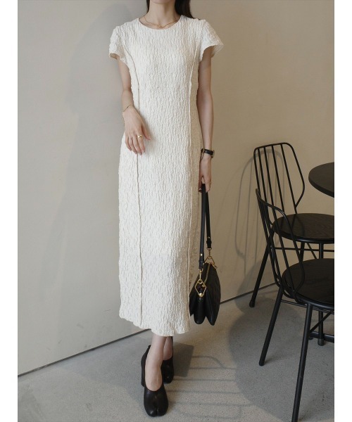 amel（エイメル）の「エンボスラインフレンチスリーブドレス/アイボリー（ワンピース・レディース・アイボリー・FREE）」の2枚目の写真