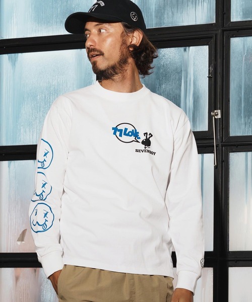 seventy seven(セブンティセブン)の「mlt5170-heavy onz USA cotton L-S t-shirts (77rabbit) ロンT(Tシャツ/カットソー・メンズ・グリーン/ホワイト/ブラック・S/M/L/XL)」の5枚目の写真