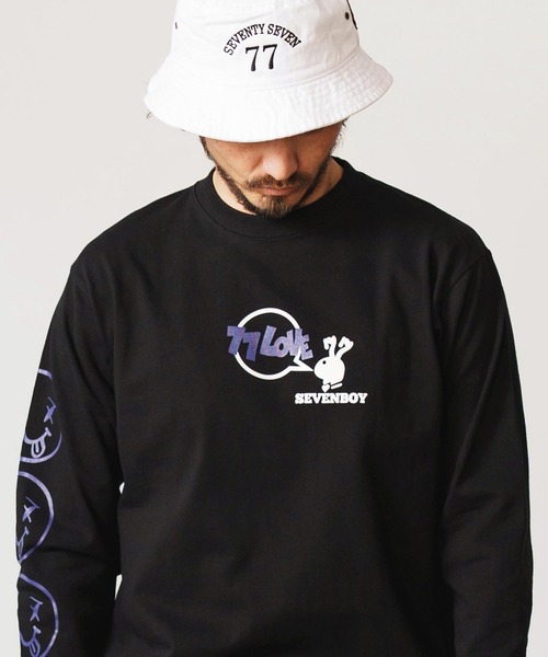 seventy seven(セブンティセブン)の「mlt5170-heavy onz USA cotton L-S t-shirts (77rabbit) ロンT(Tシャツ/カットソー・メンズ・グリーン/ホワイト/ブラック・S/M/L/XL)」の16枚目の写真