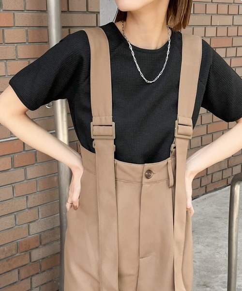 classicalelf(クラシカルエルフ)の「《sayo×クラシカルエルフコラボ》これ一枚でおしゃれが決まる!ワッフルトップス(半袖)(Tシャツ/カットソー・レディース・オフホワイト/ブラック系その他/アイボリー/ブラック・MEDIUM/LARGE/X-LARGE/SMALL)」の13枚目の写真