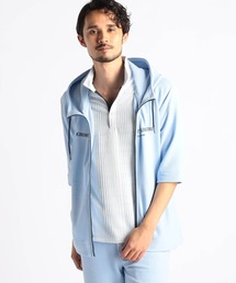 NICOLE CLUB FOR MEN | 梨地5分袖フードロゴプリントパーカー(パーカー)