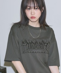 THRASHER×MSG　別注　ボックスシルエット パッチワークロゴ半袖Tシャツ【UNISEX】