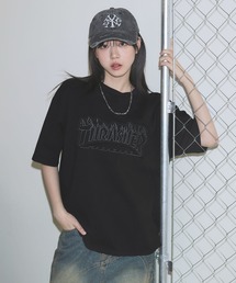 THRASHER×MSG　別注　ボックスシルエット パッチワークロゴ半袖Tシャツ【UNISEX】
