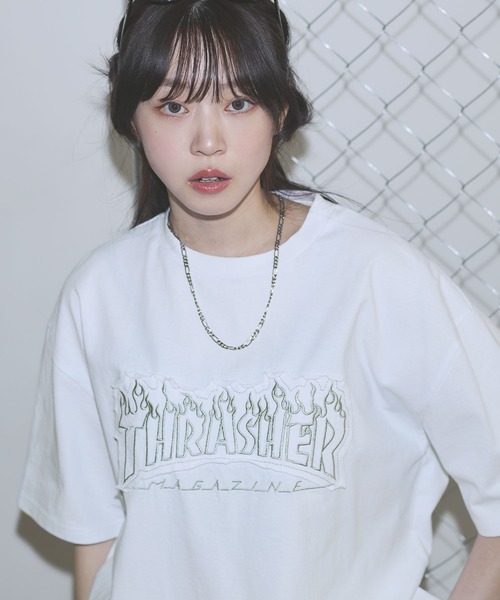 THRASHER(スラッシャー)の「THRASHER×MSG 別注 ボックスシルエット パッチワークロゴ半袖Tシャツ【UNISEX】(Tシャツ/カットソー・メンズ・ブラック/ホワイト/チャコール・M/L/XL/S)」の9枚目の写真