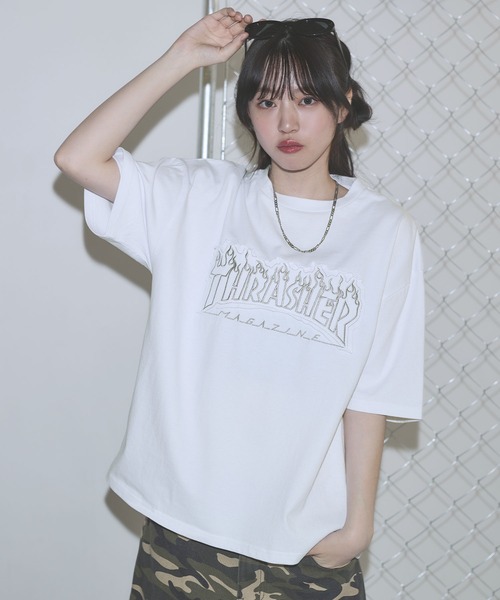 THRASHER(スラッシャー)の「THRASHER×MSG 別注 ボックスシルエット パッチワークロゴ半袖Tシャツ【UNISEX】(Tシャツ/カットソー・メンズ・ブラック/ホワイト/チャコール・M/L/XL/S)」の8枚目の写真