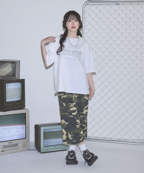 THRASHER(スラッシャー)の「THRASHER×MSG 別注 ボックスシルエット パッチワークロゴ半袖Tシャツ【UNISEX】(Tシャツ/カットソー・メンズ・ブラック/ホワイト/チャコール・M/L/XL/S)」の10枚目の写真