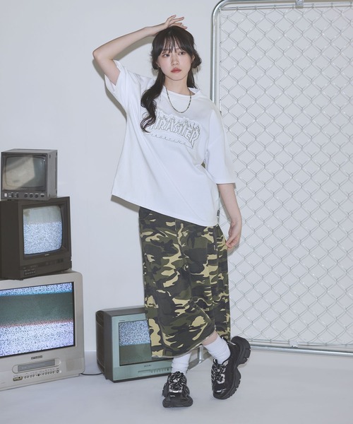 THRASHER(スラッシャー)の「THRASHER×MSG 別注 ボックスシルエット パッチワークロゴ半袖Tシャツ【UNISEX】(Tシャツ/カットソー・メンズ・ブラック/ホワイト/チャコール・M/L/XL/S)」の11枚目の写真