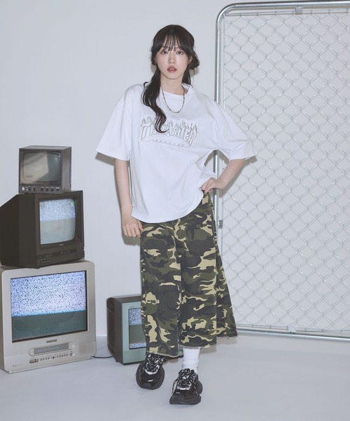 THRASHER(スラッシャー)の「THRASHER×MSG 別注 ボックスシルエット パッチワークロゴ半袖Tシャツ【UNISEX】(Tシャツ/カットソー・メンズ・ブラック/ホワイト/チャコール・M/L/XL/S)」の12枚目の写真