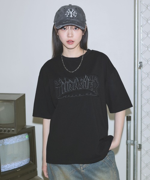 THRASHER(スラッシャー)の「THRASHER×MSG 別注 ボックスシルエット パッチワークロゴ半袖Tシャツ【UNISEX】(Tシャツ/カットソー・メンズ・ブラック/ホワイト/チャコール・M/L/XL/S)」の16枚目の写真