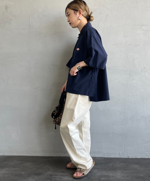 DANTON（ダントン）の「[DANTON/ダントン] コットンポプリン 半袖シャツ（シャツ/ブラウス・レディース・ホワイト/ネイビー/グレイッシュベージュ・38）」の14枚目の写真