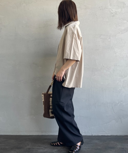 DANTON（ダントン）の「[DANTON/ダントン] コットンポプリン 半袖シャツ（シャツ/ブラウス・レディース・ホワイト/ネイビー/グレイッシュベージュ・38）」の5枚目の写真