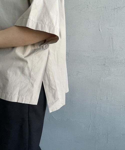 DANTON（ダントン）の「[DANTON/ダントン] コットンポプリン 半袖シャツ（シャツ/ブラウス・レディース・ホワイト/ネイビー/グレイッシュベージュ・38）」の9枚目の写真