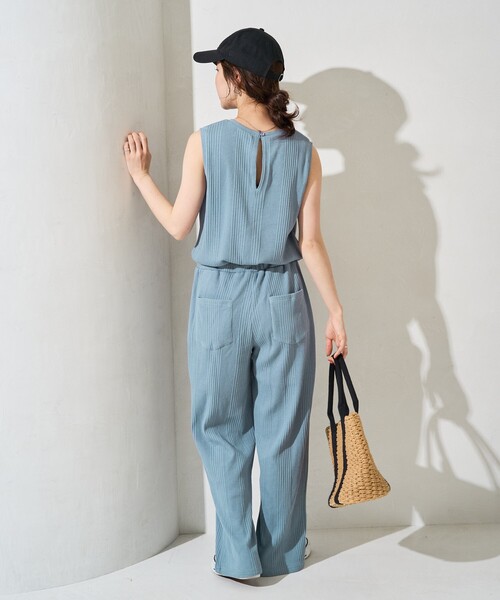 FREAK'S STORE(フリークスストア)の「限定展開 ランダム テレコ ノースリーブ オールインワン(つなぎ/オールインワン・レディース・ブルー/ナチュラル/オリーブ/オレンジ/スミクロ・SMALL/MEDIUM)」の13枚目の写真