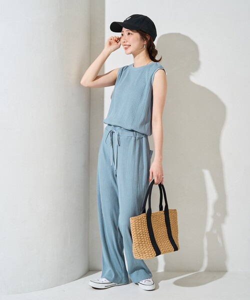 FREAK'S STORE(フリークスストア)の「限定展開 ランダム テレコ ノースリーブ オールインワン(つなぎ/オールインワン・レディース・ブルー/ナチュラル/オリーブ/オレンジ/スミクロ・SMALL/MEDIUM)」の14枚目の写真