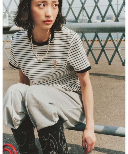 LILY BROWN（リリーブラウン）の「スカーフスタイルLily BearTシャツ（Tシャツ/カットソー・レディース・ブルー/その他/ブラック/イエロー/ホワイト・FREE）」の5枚目の写真