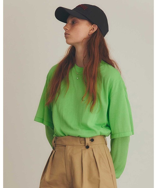 THE SHINZONE(ザ シンゾーン)の「THE SHINZONE SHEER GAUZE HALF SLEEVE TEE 25SMSCU01(Tシャツ/カットソー・レディース・オフホワイト/ブラック/グリーン・FREE)」の3枚目の写真