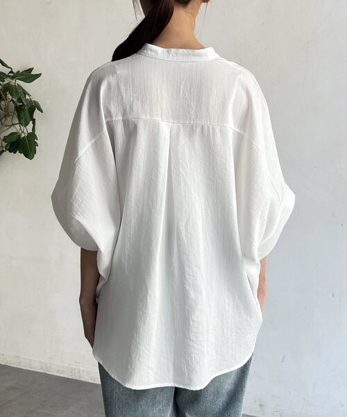 Chez toi（シェトワ）の「リネンタッチ袖ターンバックブラウス（シャツ/ブラウス・レディース・ネイビー/サックスブルー/オフホワイト/キャメル・FREE）」の16枚目の写真