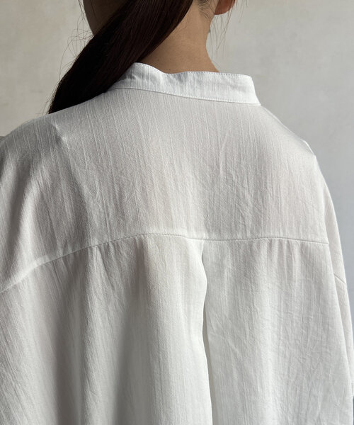 Chez toi（シェトワ）の「リネンタッチ袖ターンバックブラウス（シャツ/ブラウス・レディース・ネイビー/サックスブルー/オフホワイト/キャメル・FREE）」の18枚目の写真